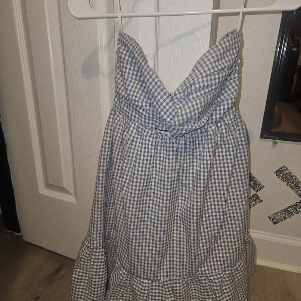 Cotton Candy Black and White Ruched Tiered Sundress. Never Been Worn